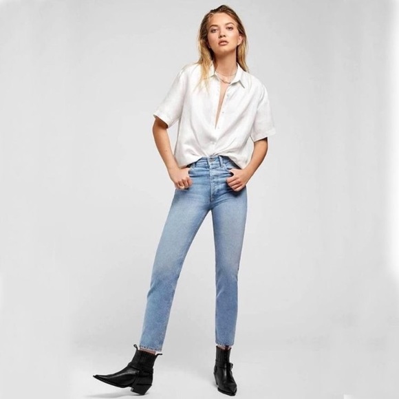 Anine Bing Peyton Jeans Light Blue - NWT - Picture 1 of 9
